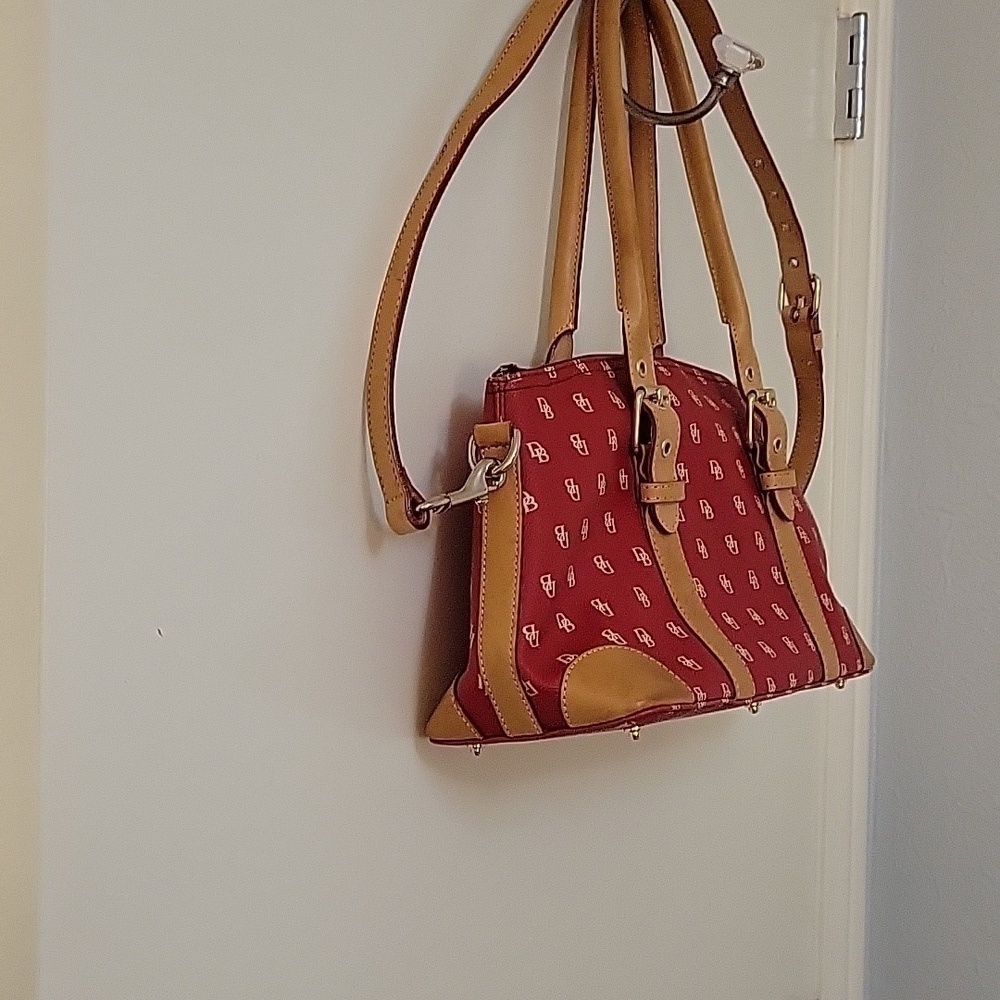 Vtg 1990s DOONEY & BOURKE Tomato Red Logo Satchel Shoulder Bag - Picture 10 of 15